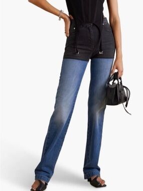 PETER DO Two-Tone Black and Blue Straight-Leg Jeans